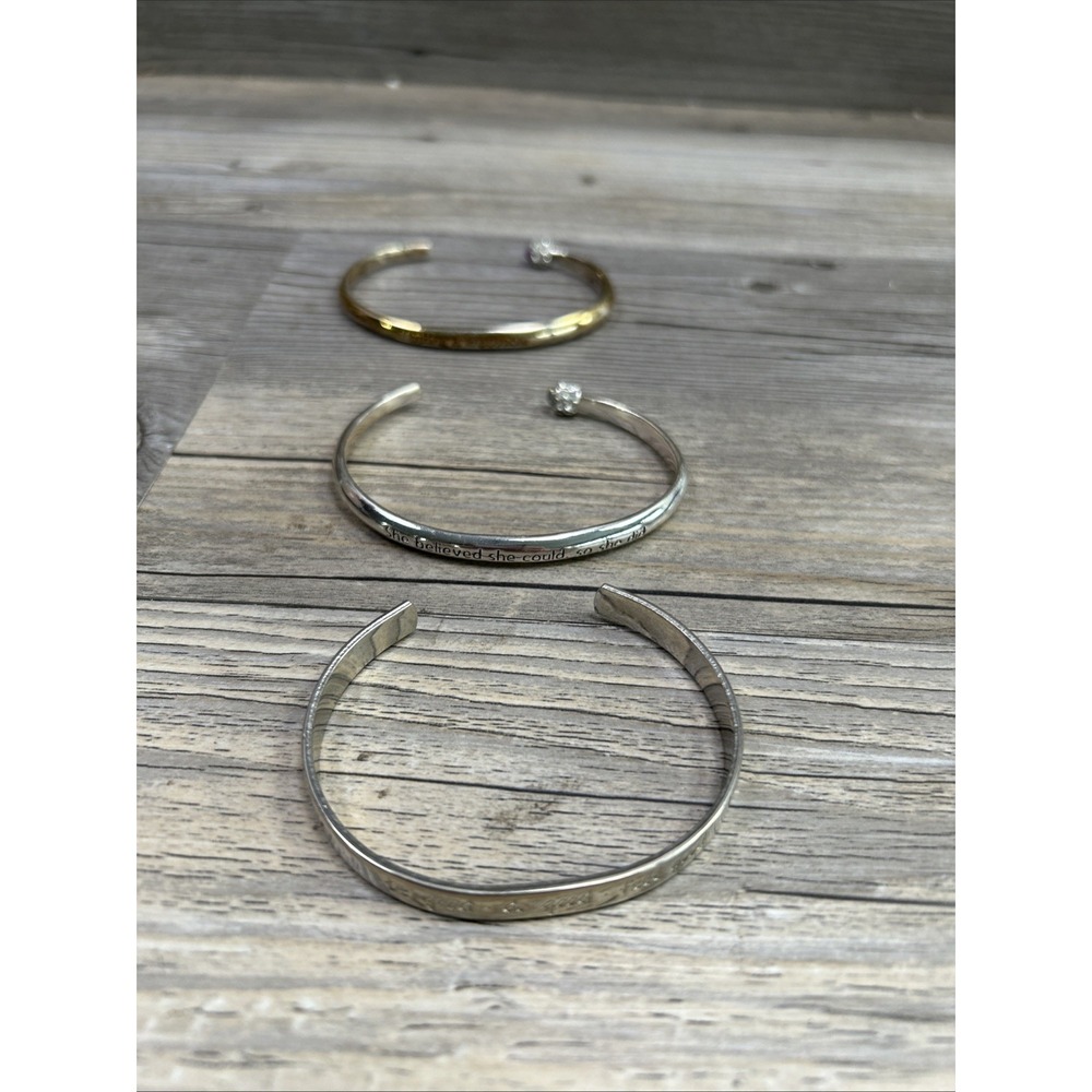 Avon Inspirational Cuff/Bangle Bracelet Silver tone Lot Of 3